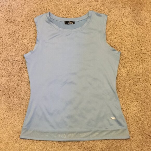 Crane Pale Sky Blue Mesh Hem Workout Tank - Picture 10 of 15